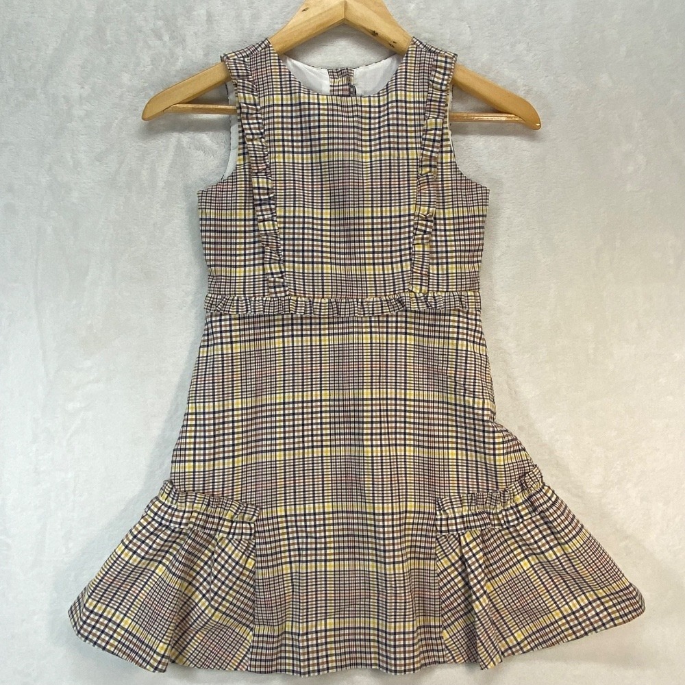 Janie and Jack Equestrian Shop Plaid Dress Ruffle Cotton Blend Party Size 8‎